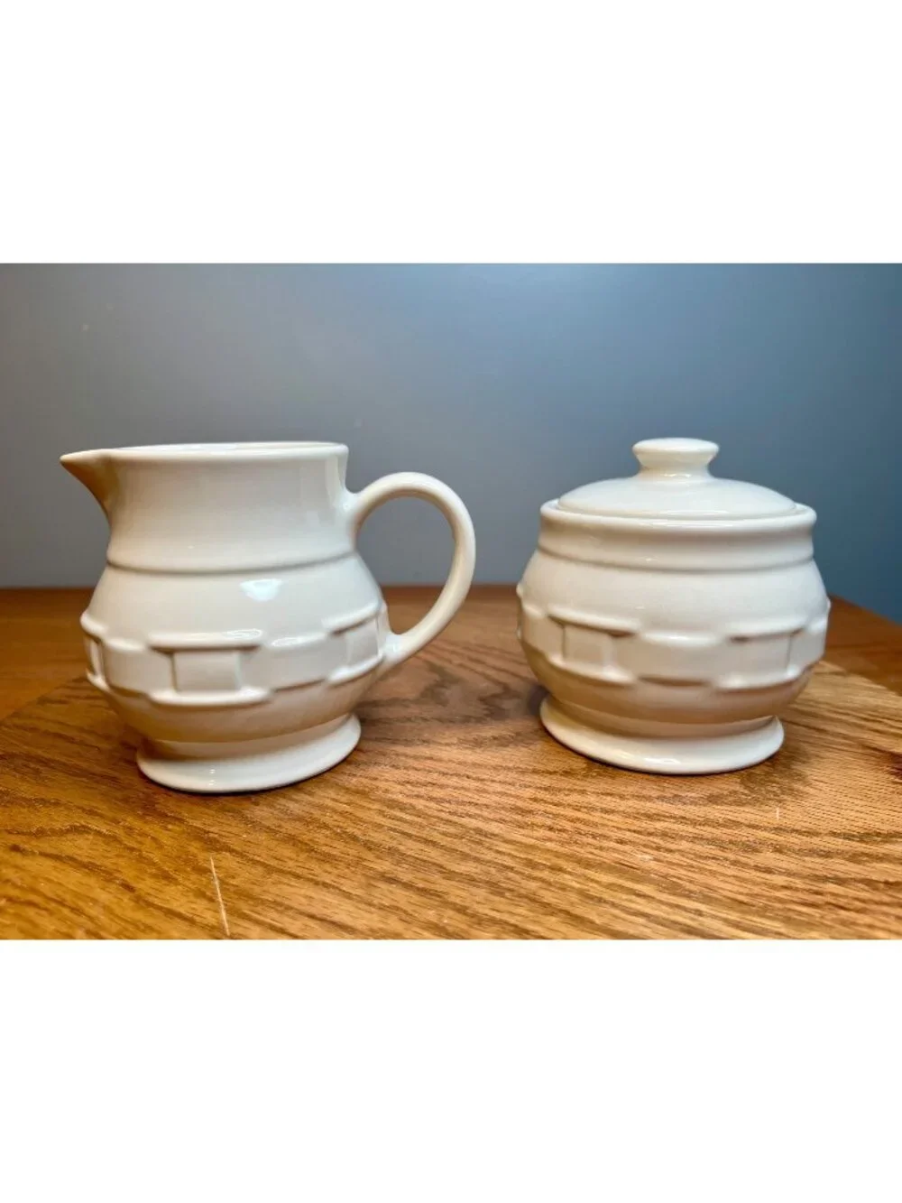 Longaberger Woven Traditions Ivory Sugar and Creamer Set